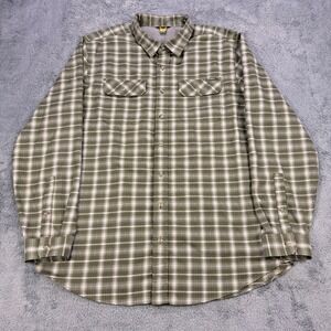 Eddie Bauer Flannel Shirt Men‎ XL Tall Green Black Plaid Travex Button Up Front
